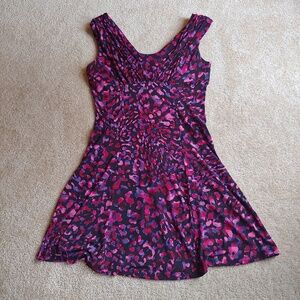 Calvin Klein pink & purple formal midi dress